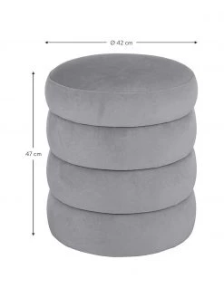 Westwing Collection Samt-Hocker Alto in Grau, Ø 42 x H 47 cm -Flur & Diele Verkäufe Samt Hocker Alto in Grau 3