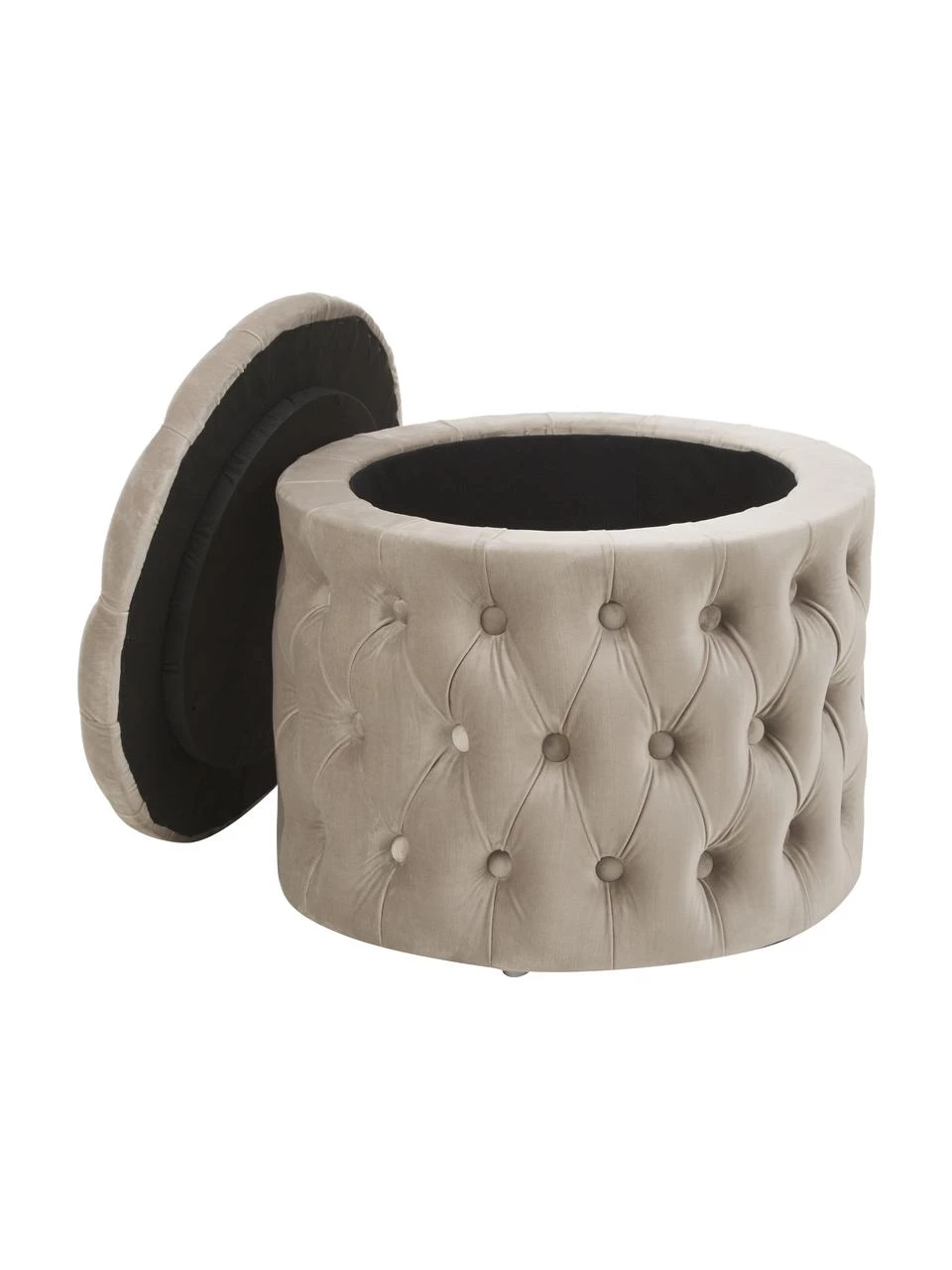 Westwing Collection Samt-Hocker Chiara mit Stauraum in Beige, Ø 50 x H 42 cm 4 Westwing Collection Samt-Hocker Chiara mit Stauraum in Beige, Ø 50 x H 42 cm – Bild 4