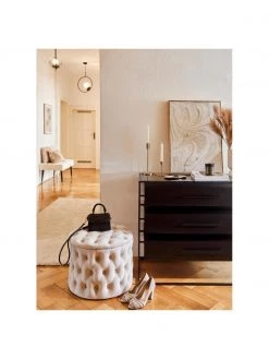 Westwing Collection Samt-Hocker Chiara mit Stauraum in Cremeweiß, Ø 50 x H 42 cm -Flur & Diele Verkäufe Samt Hocker Chiara mit Stauraum in Cremeweiss 2