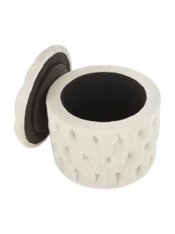 Westwing Collection Samt-Hocker Chiara mit Stauraum in Cremeweiß, Ø 50 x H 42 cm -Flur & Diele Verkäufe Samt Hocker Chiara mit Stauraum in Cremeweiss 4