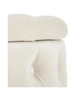 Westwing Collection Samt-Hocker Chiara mit Stauraum in Cremeweiß, Ø 50 x H 42 cm -Flur & Diele Verkäufe Samt Hocker Chiara mit Stauraum in Cremeweiss 5