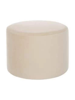 Westwing Collection Samt-Hocker Daisy in Beige, Ø 54 x H 38 cm