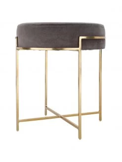 Westwing Collection Samt-Hocker Madeleine mit Metallgestell in Dunkelgrau, Ø 40 x H 45 cm -Flur & Diele Verkäufe Samt Hocker Madeleine mit Metallgestell in Dunkelgrau 3