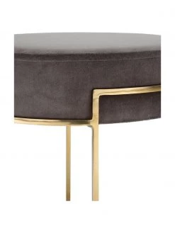 Westwing Collection Samt-Hocker Madeleine mit Metallgestell in Dunkelgrau, Ø 40 x H 45 cm -Flur & Diele Verkäufe Samt Hocker Madeleine mit Metallgestell in Dunkelgrau 5