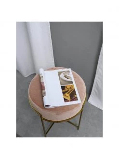 Westwing Collection Samt-Hocker Madeleine mit Metallgestell in Rosa, Ø 40 x H 45 cm -Flur & Diele Verkäufe Samt Hocker Madeleine mit Metallgestell in Rosa 2