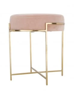 Westwing Collection Samt-Hocker Madeleine mit Metallgestell in Rosa, Ø 40 x H 45 cm -Flur & Diele Verkäufe Samt Hocker Madeleine mit Metallgestell in Rosa 5