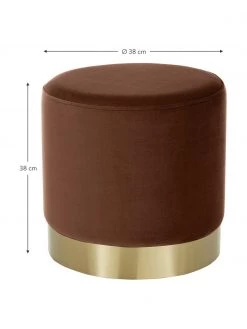 Westwing Collection Samt-Hocker Orchid in Braun, Ø 38 x H 38 cm -Flur & Diele Verkäufe Samt Hocker Orchid in Braun 2