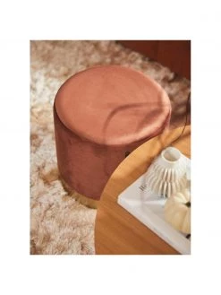 Westwing Collection Samt-Hocker Orchid in Braun, Ø 38 x H 38 cm -Flur & Diele Verkäufe Samt Hocker Orchid in Braun 5