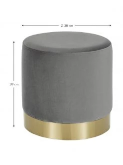 Westwing Collection Samt-Hocker Orchid in Grau, Ø 38 x H 38 cm -Flur & Diele Verkäufe Samt Hocker Orchid in Grau 2