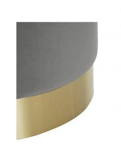 Westwing Collection Samt-Hocker Orchid in Grau, Ø 38 x H 38 cm -Flur & Diele Verkäufe Samt Hocker Orchid in Grau 4