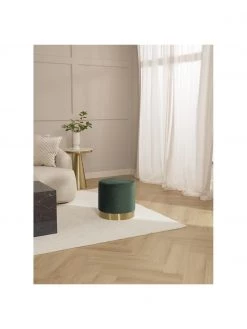 Westwing Collection Samt-Hocker Orchid in Grün, Ø 38 x H 38 cm -Flur & Diele Verkäufe Samt Hocker Orchid in Grun 5