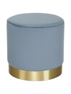 Westwing Collection Samt-Hocker Orchid in Hellblau, Ø 38 x H 38 cm