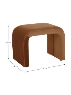 Westwing Collection Samt-Hocker Penelope in Braun, B 61 x H 46 cm -Flur & Diele Verkäufe Samt Hocker Penelope in Braun 2