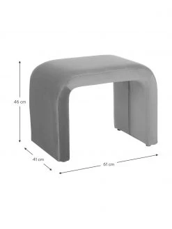 Westwing Collection Samt-Hocker Penelope in Grau, B 61 x H 46 cm -Flur & Diele Verkäufe Samt Hocker Penelope in Grau 2