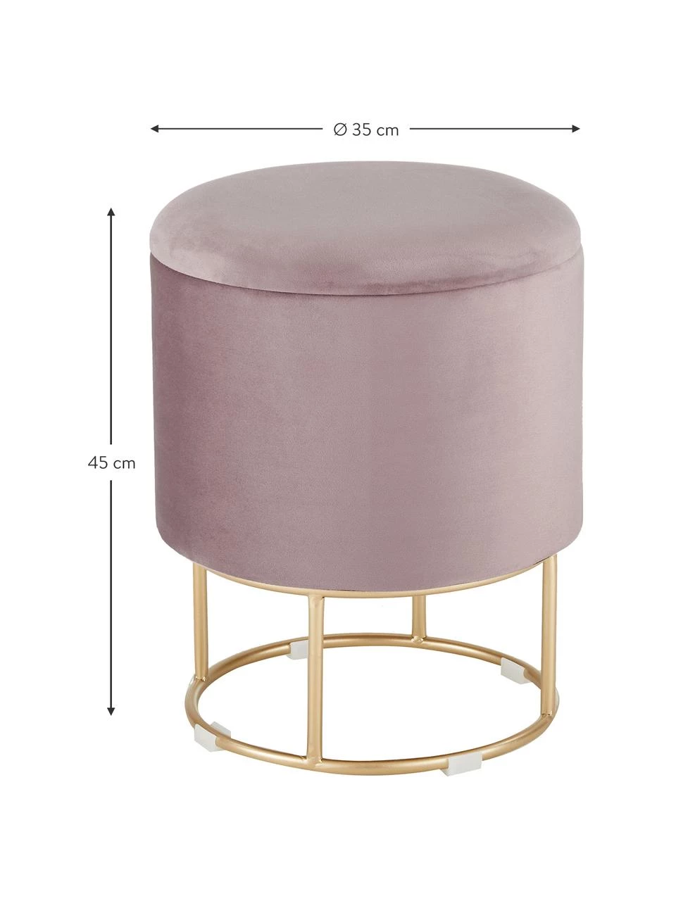 Bizzotto Samt-Hocker Polina mit Stauraum, Ø 35 x H 45 cm 3 Bizzotto Samt-Hocker Polina mit Stauraum, Ø 35 x H 45 cm – Bild 3