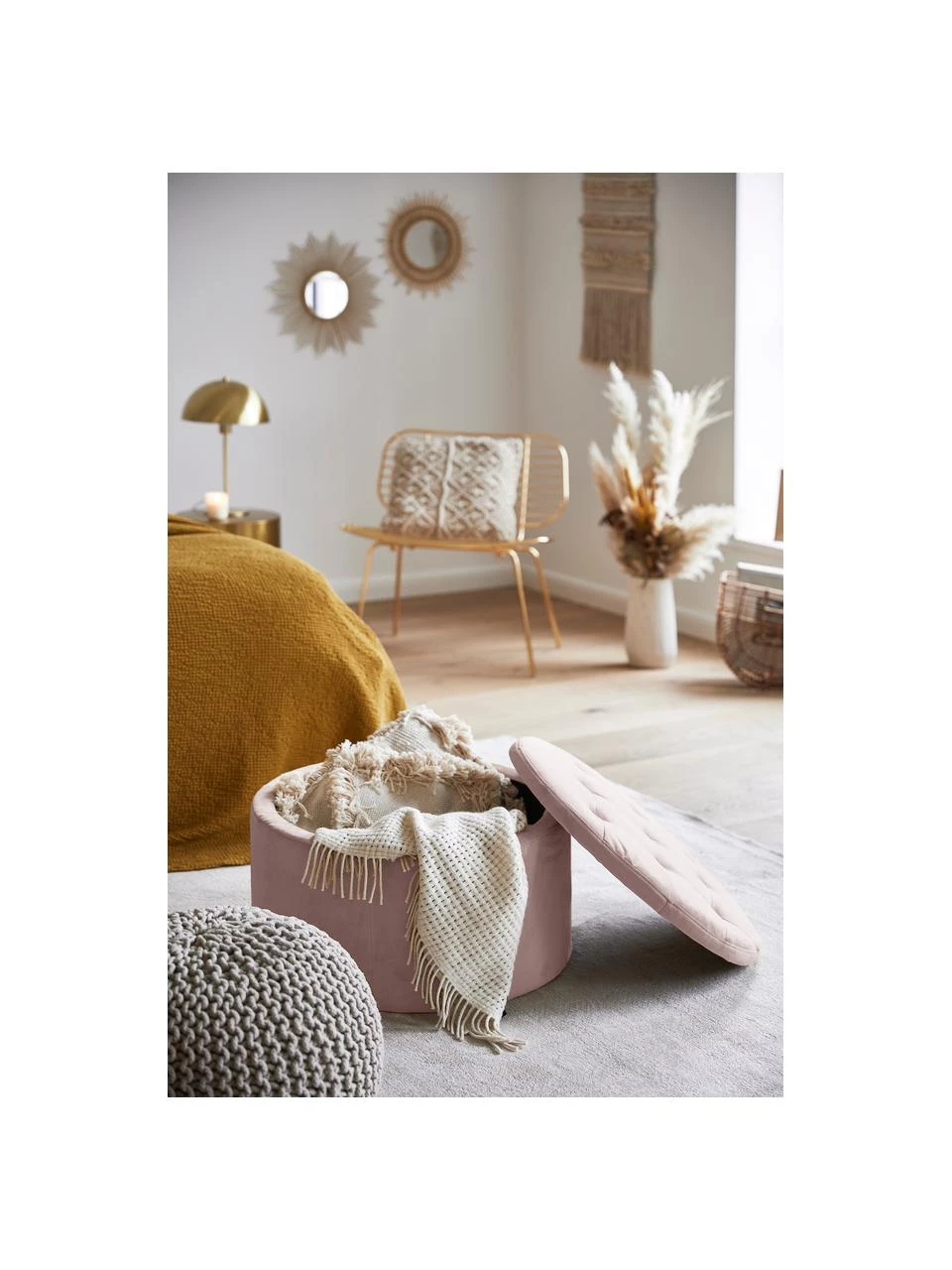 Samt-Hocker Retina mit Stauraum in Altrosa, Ø 60 x H 35 cm 3 Samt-Hocker Retina mit Stauraum in Altrosa, Ø 60 x H 35 cm – Bild 3