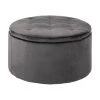 Samt-Hocker Retina mit Stauraum in Grau, Ø 60 x H 35 cm
