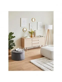 Samt-Hocker Retina mit Stauraum in Grau, Ø 60 x H 35 cm 8 Samt-Hocker Retina mit Stauraum in Grau, Ø 60 x H 35 cm -Flur & Diele Verkäufe Samt Hocker Retina mit Stauraum in Grau 2