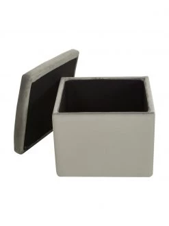 Westwing Collection Samt-Hocker Winou mit Stauraum in Hellgrau, B 50 x H 48 cm -Flur & Diele Verkäufe Samt Hocker Winou mit Stauraum in Hellgrau 3