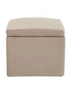 Westwing Collection Samt-Hocker Winou mit Stauraum in Taupe, B 50 x H 48 cm -Flur & Diele Verkäufe Samt Hocker Winou mit Stauraum in Taupe 3