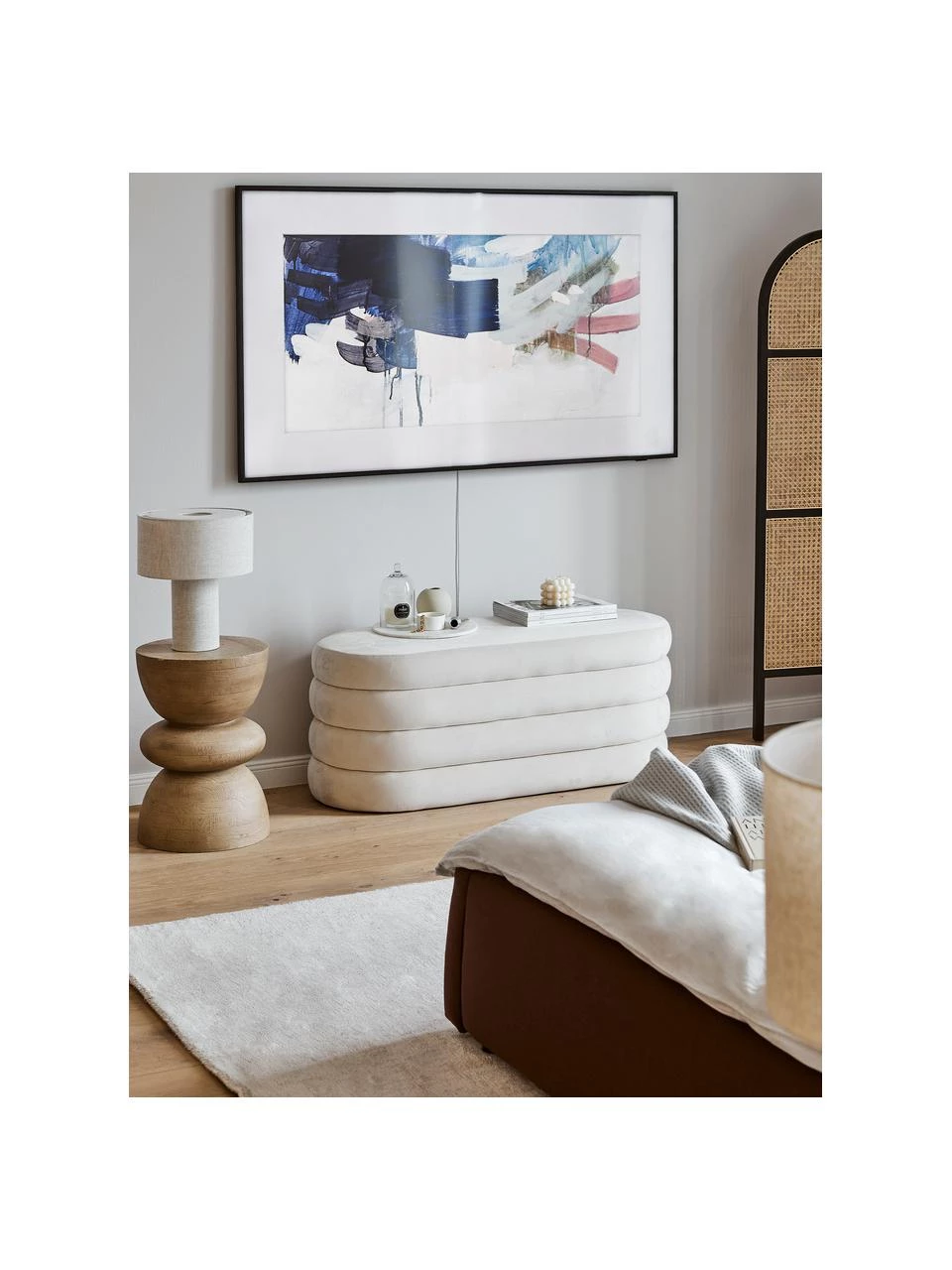 Westwing Collection Samt-Polsterbank Alto in Cremeweiß, B 110 x H 47 cm 3 Westwing Collection Samt-Polsterbank Alto in Cremeweiß, B 110 x H 47 cm – Bild 3