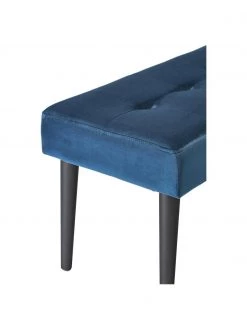 Samt-Polsterbank Glory in Dunkelblau, B 95 x H 45 cm -Flur & Diele Verkäufe Samt Polsterbank Glory in Dunkelblau 4