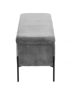 Westwing Collection Samt-Polsterbank Harper mit Stauraum in Dunkelgrau, B 140 x H 45 cm -Flur & Diele Verkäufe Samt Polsterbank Harper mit Stauraum in Dunkelgrau 5