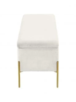 Westwing Collection Samt-Polsterbank Harper mit Stauraum in Hellgrau, B 140 x H 45 cm -Flur & Diele Verkäufe Samt Polsterbank Harper mit Stauraum in Hellgrau 5