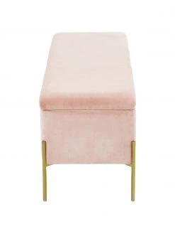 Westwing Collection Samt-Polsterbank Harper mit Stauraum in Rosa, B 140 x H 45 cm -Flur & Diele Verkäufe Samt Polsterbank Harper mit Stauraum in Rosa 5