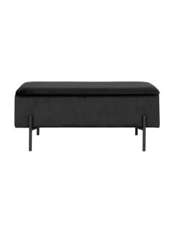 Samt-Polsterbank Woldorf in Schwarz mit Stauraum, B 95 x H 46 cm -Flur & Diele Verkäufe Samt Polsterbank Woldorf in Schwarz mit Stauraum 4