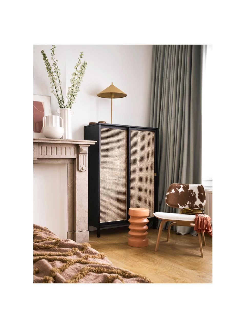 HKliving Schrank Retro mit Wiener Geflecht und Schiebetüren, 2-türig, B 95 x H 140 cm 2 HKliving Schrank Retro mit Wiener Geflecht und Schiebetüren, 2-türig, B 95 x H 140 cm – Bild 2