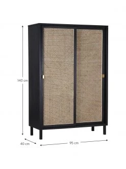 HKliving Schrank Retro mit Wiener Geflecht und Schiebetüren, 2-türig, B 95 x H 140 cm 8 HKliving Schrank Retro mit Wiener Geflecht und Schiebetüren, 2-türig, B 95 x H 140 cm -Flur & Diele Verkäufe Schrank Retro mit Wiener Geflecht und Schiebeturen 2 turig 2