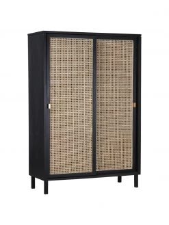 HKliving Schrank Retro mit Wiener Geflecht und Schiebetüren, 2-türig, B 95 x H 140 cm