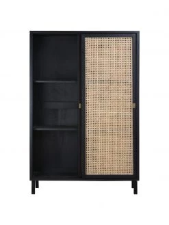 HKliving Schrank Retro mit Wiener Geflecht und Schiebetüren, 2-türig, B 95 x H 140 cm 9 HKliving Schrank Retro mit Wiener Geflecht und Schiebetüren, 2-türig, B 95 x H 140 cm -Flur & Diele Verkäufe Schrank Retro mit Wiener Geflecht und Schiebeturen 2 turig 3