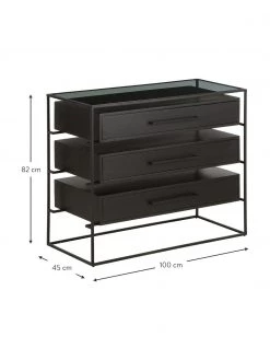 Westwing Collection Schubladenkommode Lyle mit Glasplatte, B 100 x H 82 cm -Flur & Diele Verkäufe Schubladenkommode Lyle mit Glasplatte 2