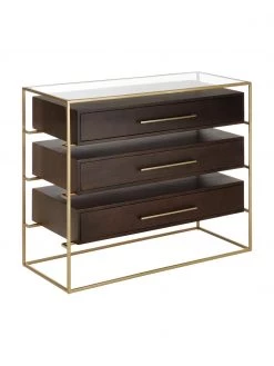 Westwing Collection Schubladenkommode Lyle mit Glasplatte, B 100 x H 82 cm