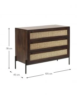 Westwing Collection Schubladenkommode Vienna mit Wiener Geflecht in Dunkelbraun, B 105 x H 78 cm -Flur & Diele Verkäufe Schubladenkommode Vienna mit Wiener Geflecht in Dunkelbraun 4