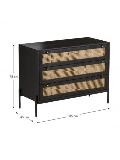Westwing Collection Schubladenkommode Vienna mit Wiener Geflecht in Schwarz, B 105 x H 78 cm -Flur & Diele Verkäufe Schubladenkommode Vienna mit Wiener Geflecht in Schwarz 4