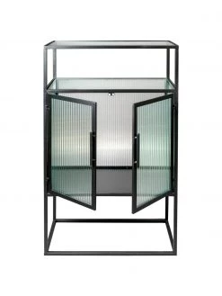 Dutchbone Schwarzes Highboard Boli mit Rillenglas und Metallrahmen, B 65 x H 105 cm 10 Dutchbone Schwarzes Highboard Boli mit Rillenglas und Metallrahmen, B 65 x H 105 cm -Flur & Diele Verkäufe Schwarzes Highboard Boli mit Rillenglas und Metallrahmen 10