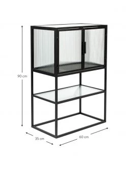 Dutchbone Schwarzes Highboard Boli mit Rillenglas und Metallrahmen, B 60 x H 90 cm 8 Dutchbone Schwarzes Highboard Boli mit Rillenglas und Metallrahmen, B 60 x H 90 cm -Flur & Diele Verkäufe Schwarzes Highboard Boli mit Rillenglas und Metallrahmen 2