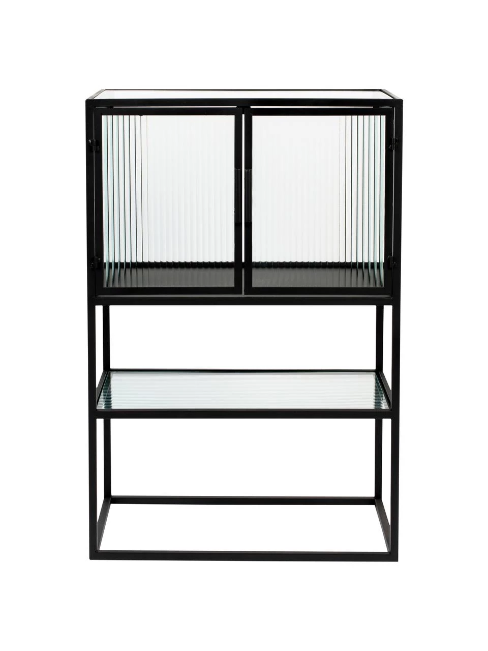 Dutchbone Schwarzes Highboard Boli mit Rillenglas und Metallrahmen, B 60 x H 90 cm 4 Dutchbone Schwarzes Highboard Boli mit Rillenglas und Metallrahmen, B 60 x H 90 cm – Bild 4