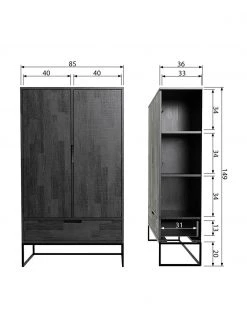 Schwarzes Highboard Silas aus Holz, B 85 x H 149 cm -Flur & Diele Verkäufe Schwarzes Highboard Silas aus Holz 4