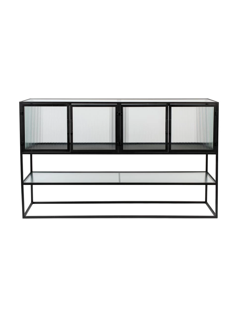 Dutchbone Schwarzes Sideboard Boli mit Rillenglas und Metallrahmen, B 150 x H 90 cm 4 Dutchbone Schwarzes Sideboard Boli mit Rillenglas und Metallrahmen, B 150 x H 90 cm – Bild 4