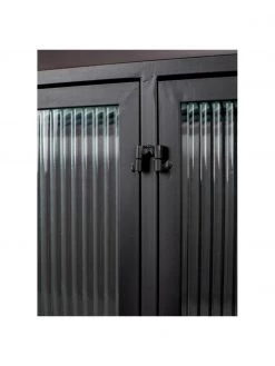 Dutchbone Schwarzes Sideboard Boli mit Rillenglas und Metallrahmen, B 150 x H 90 cm 11 Dutchbone Schwarzes Sideboard Boli mit Rillenglas und Metallrahmen, B 150 x H 90 cm -Flur & Diele Verkäufe Schwarzes Sideboard Boli mit Rillenglas und Metallrahmen 5