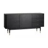 Rowico Schwarzes Sideboard Fenwood mit Schubladen mit Eichenholzfurnier, B 160 x H 79 cm