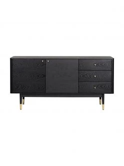 Rowico Schwarzes Sideboard Fenwood mit Schubladen mit Eichenholzfurnier, B 160 x H 79 cm 9 Rowico Schwarzes Sideboard Fenwood mit Schubladen mit Eichenholzfurnier, B 160 x H 79 cm -Flur & Diele Verkäufe Schwarzes Sideboard Fenwood mit Schubladen mit Eichenholzfurnier 3