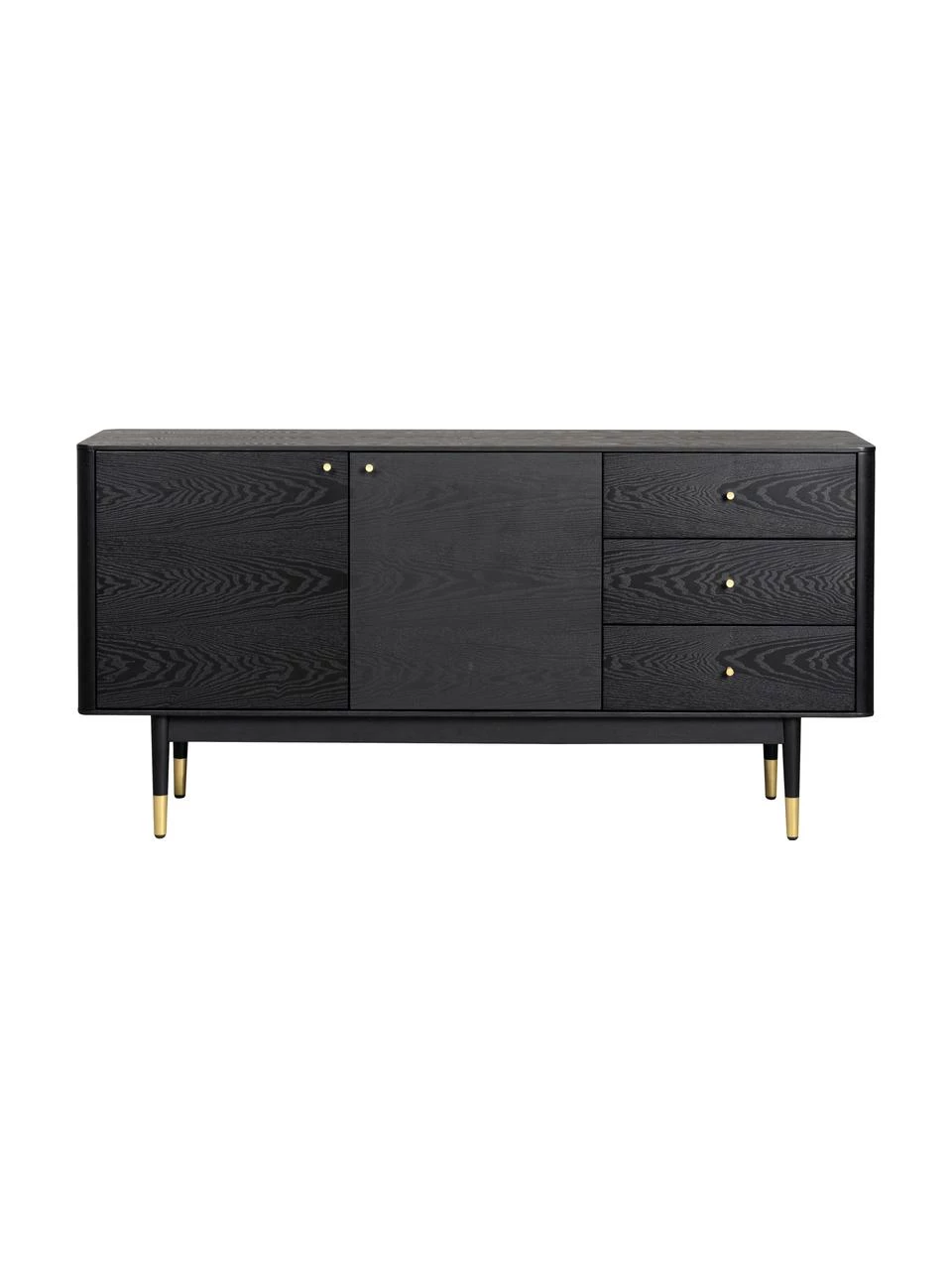 Rowico Schwarzes Sideboard Fenwood mit Schubladen mit Eichenholzfurnier, B 160 x H 79 cm 4 Rowico Schwarzes Sideboard Fenwood mit Schubladen mit Eichenholzfurnier, B 160 x H 79 cm – Bild 4
