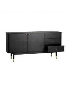Rowico Schwarzes Sideboard Fenwood mit Schubladen mit Eichenholzfurnier, B 160 x H 79 cm 11 Rowico Schwarzes Sideboard Fenwood mit Schubladen mit Eichenholzfurnier, B 160 x H 79 cm -Flur & Diele Verkäufe Schwarzes Sideboard Fenwood mit Schubladen mit Eichenholzfurnier 5