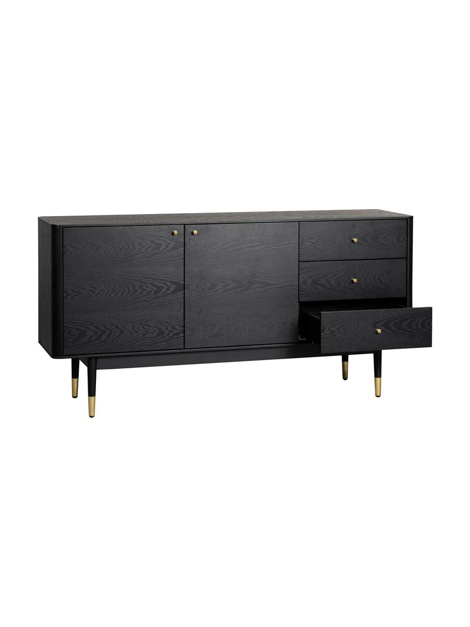 Rowico Schwarzes Sideboard Fenwood mit Schubladen mit Eichenholzfurnier, B 160 x H 79 cm 6 Rowico Schwarzes Sideboard Fenwood mit Schubladen mit Eichenholzfurnier, B 160 x H 79 cm – Bild 6