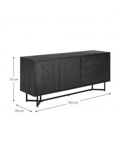 Westwing Collection Schwarzes Sideboard Luca mit Türen aus Massivholz, B 160 x H 70 cm -Flur & Diele Verkäufe Schwarzes Sideboard Luca mit Turen aus Massivholz 2